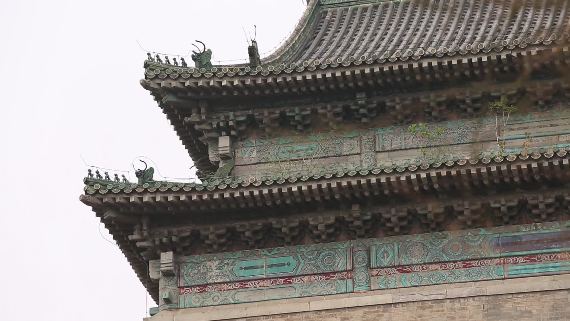 古建筑钟鼓楼城门楼视频的预览图