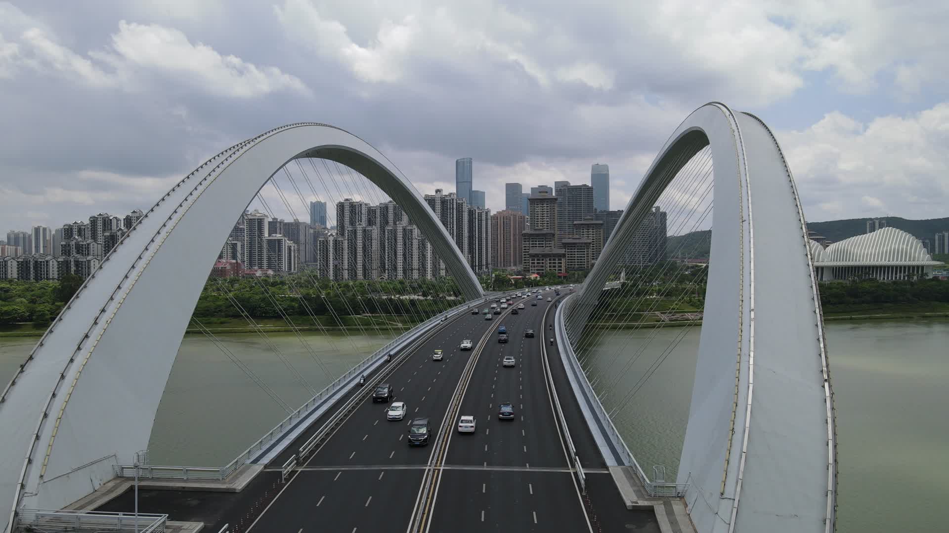 广西邕江南宁大桥地标建筑航拍视频的预览图