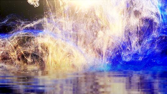 4K金色蓝色粒子流体有机体抽象光斑炫光VJ夜店夜场庆典舞台舞美背景唯美歌唱晚会发布会走秀视频的预览图