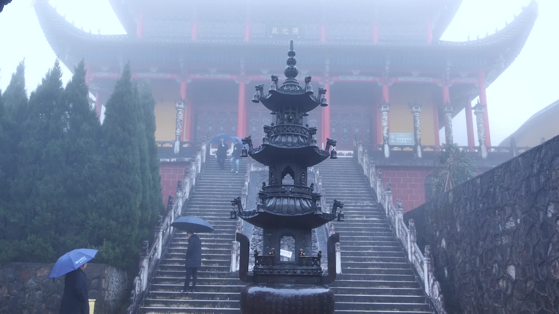 安徽九华山地藏禅寺建筑风景视频的预览图