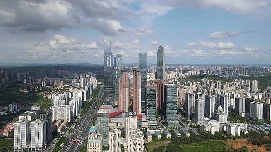 广西南东盟商务区高楼建筑航拍视频视频的预览图