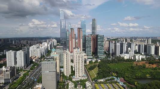 广西南东盟商务区高楼建筑航拍视频视频的预览图