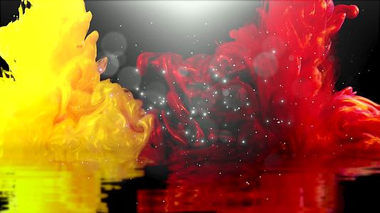 4K红色黄色流体抽象舞台背景视频的预览图