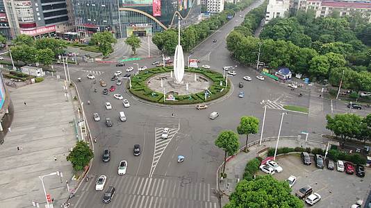 湖南湘潭城市地标君子莲圆形交通航拍视频的预览图