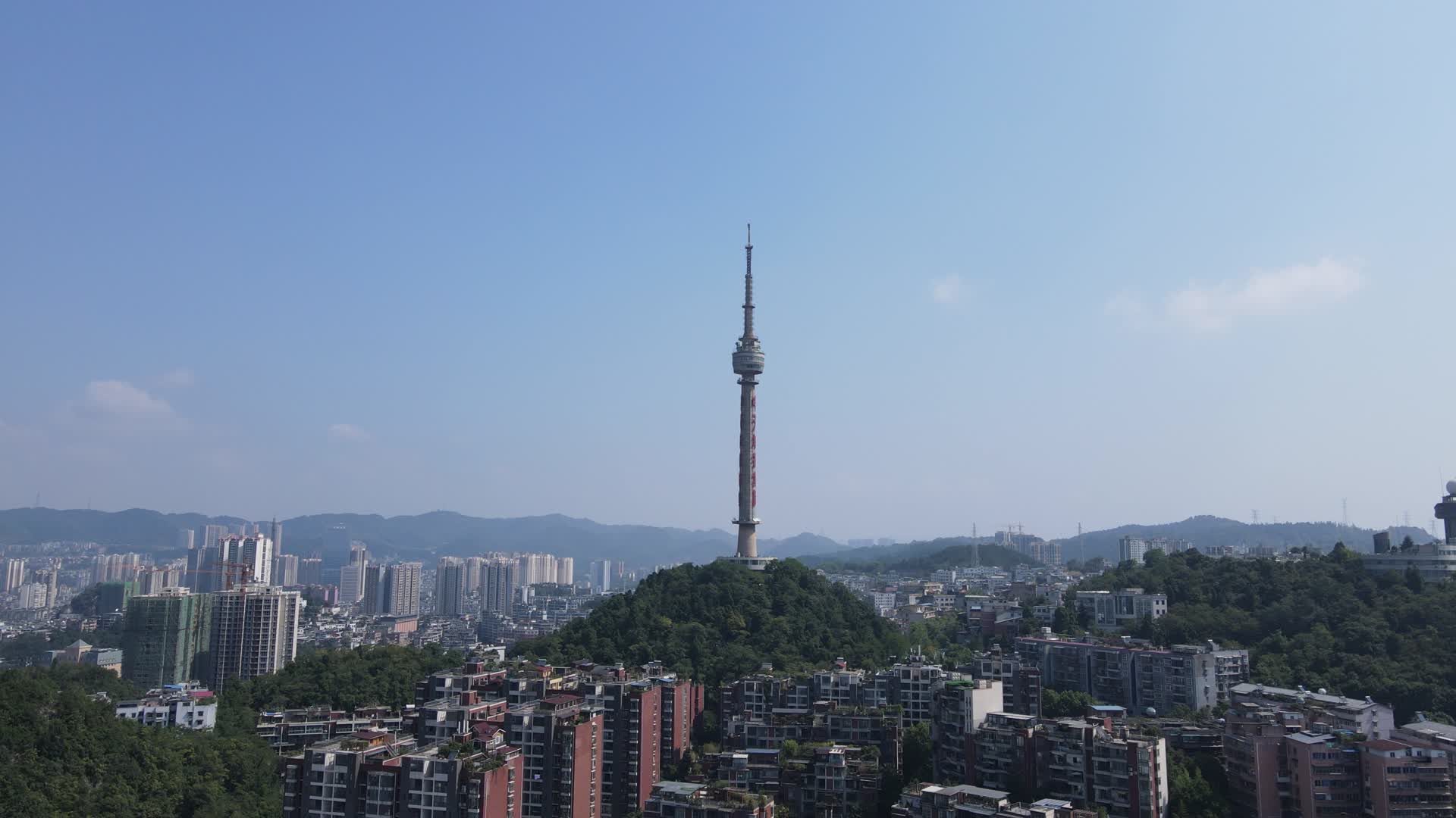 贵州贵阳中山电视台地标建筑航拍视频的预览图