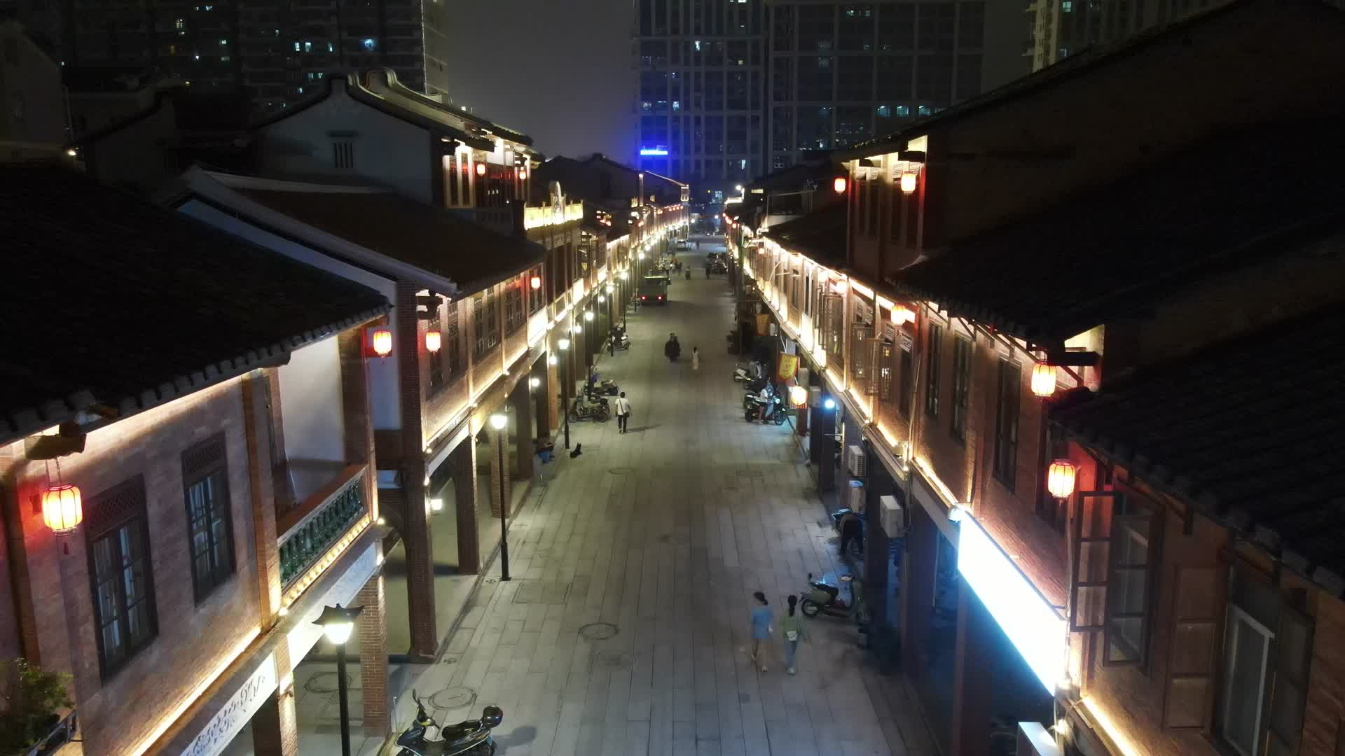 福建漳州古城夜景灯光著名旅游景点航拍视频的预览图