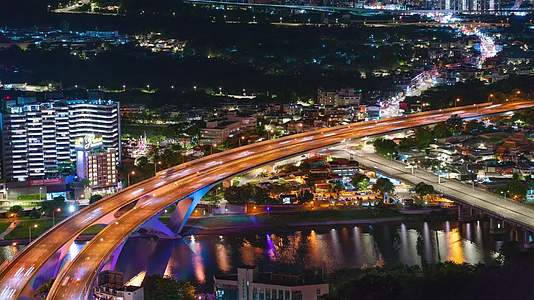 城市高架夜景延时航拍视频的预览图