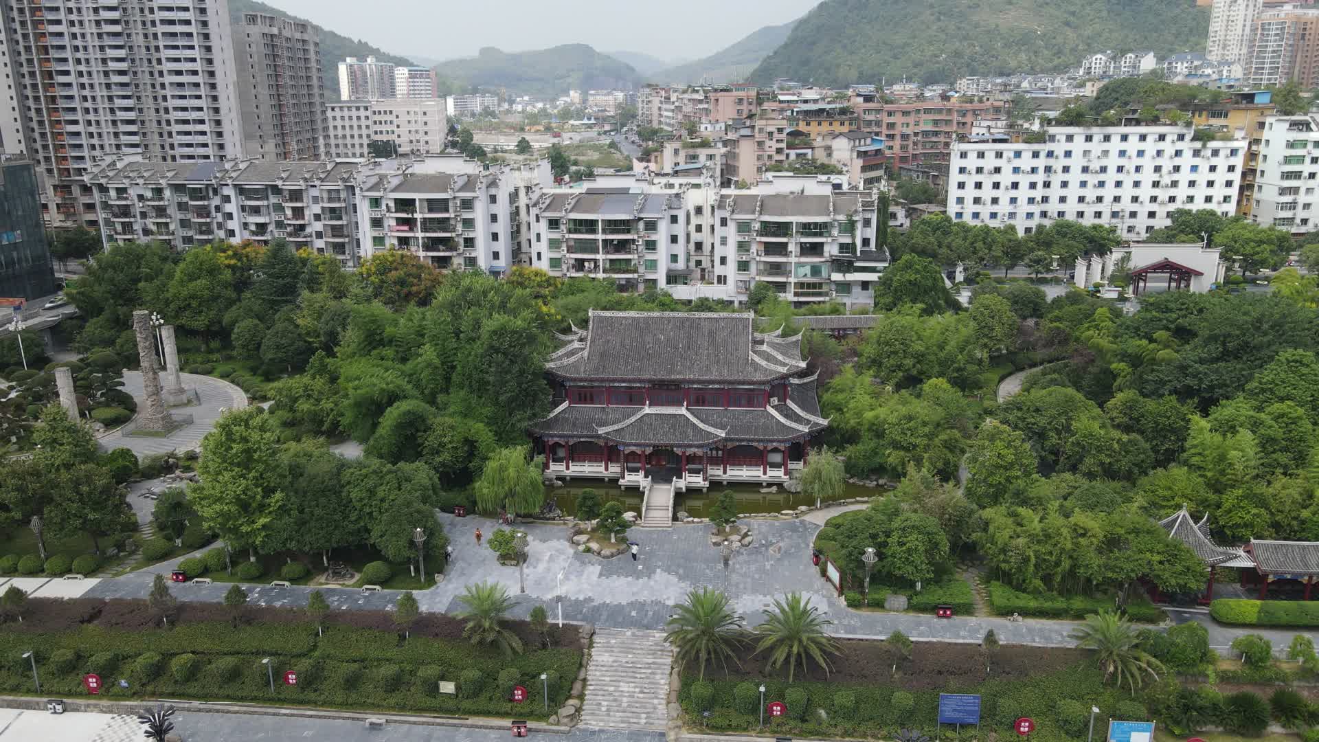 贵州铜仁三江公园三江阁航拍视频的预览图