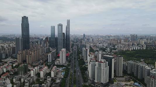 航拍广西南宁民族大道东盟商务区高楼建筑视频的预览图
