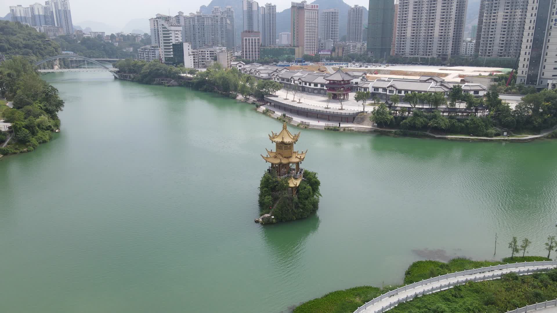 贵州铜仁三江公园航拍视频的预览图
