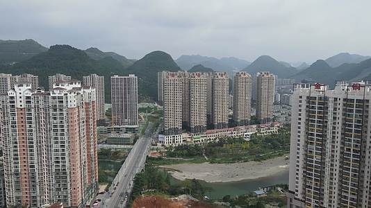 航拍贵州铜仁城市建设高楼建筑视频的预览图