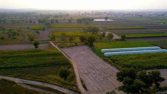 内蒙古呼和浩特城郊安静的村镇和秋天里丰收的稻田视频的预览图