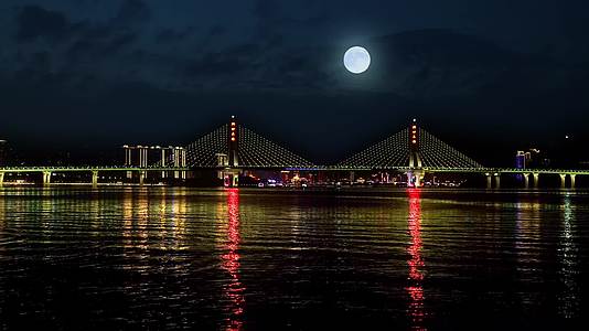 江水大桥灯光夜景视频的预览图