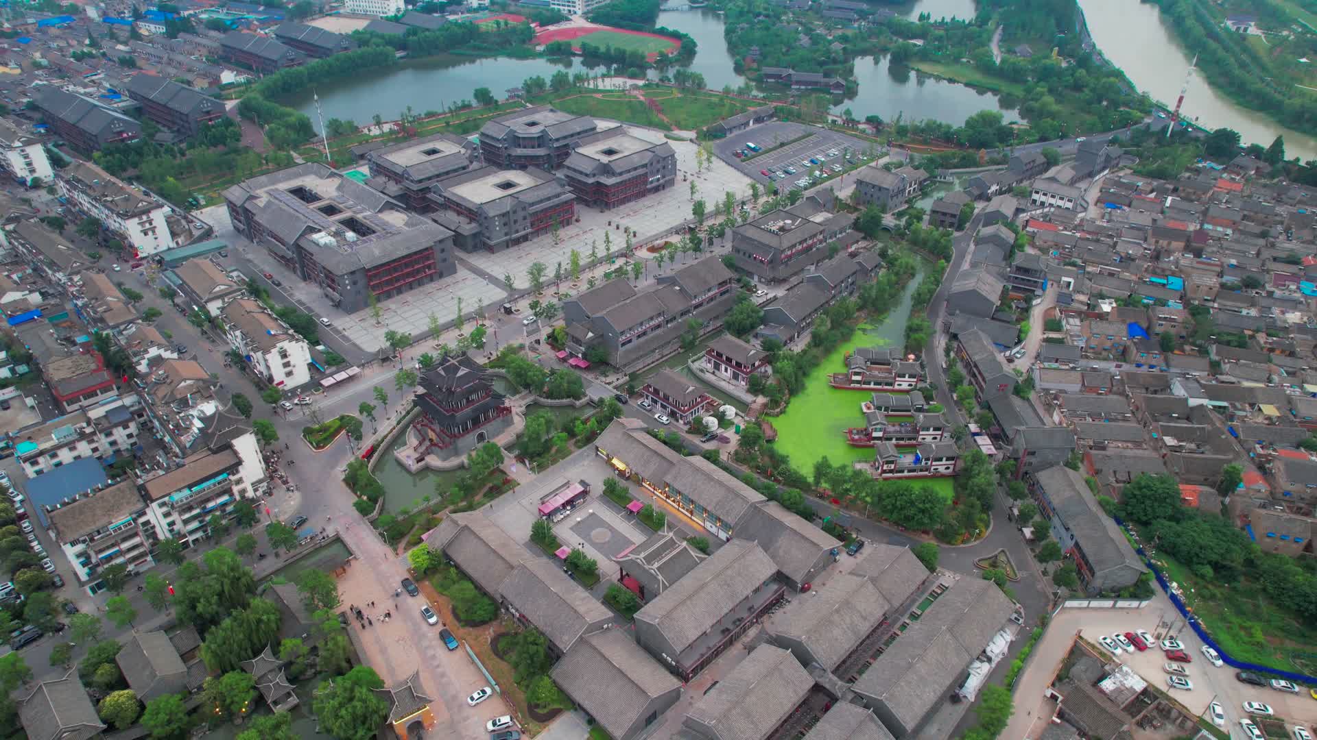 4K航拍江苏淮安市千年古镇河下古镇视频的预览图