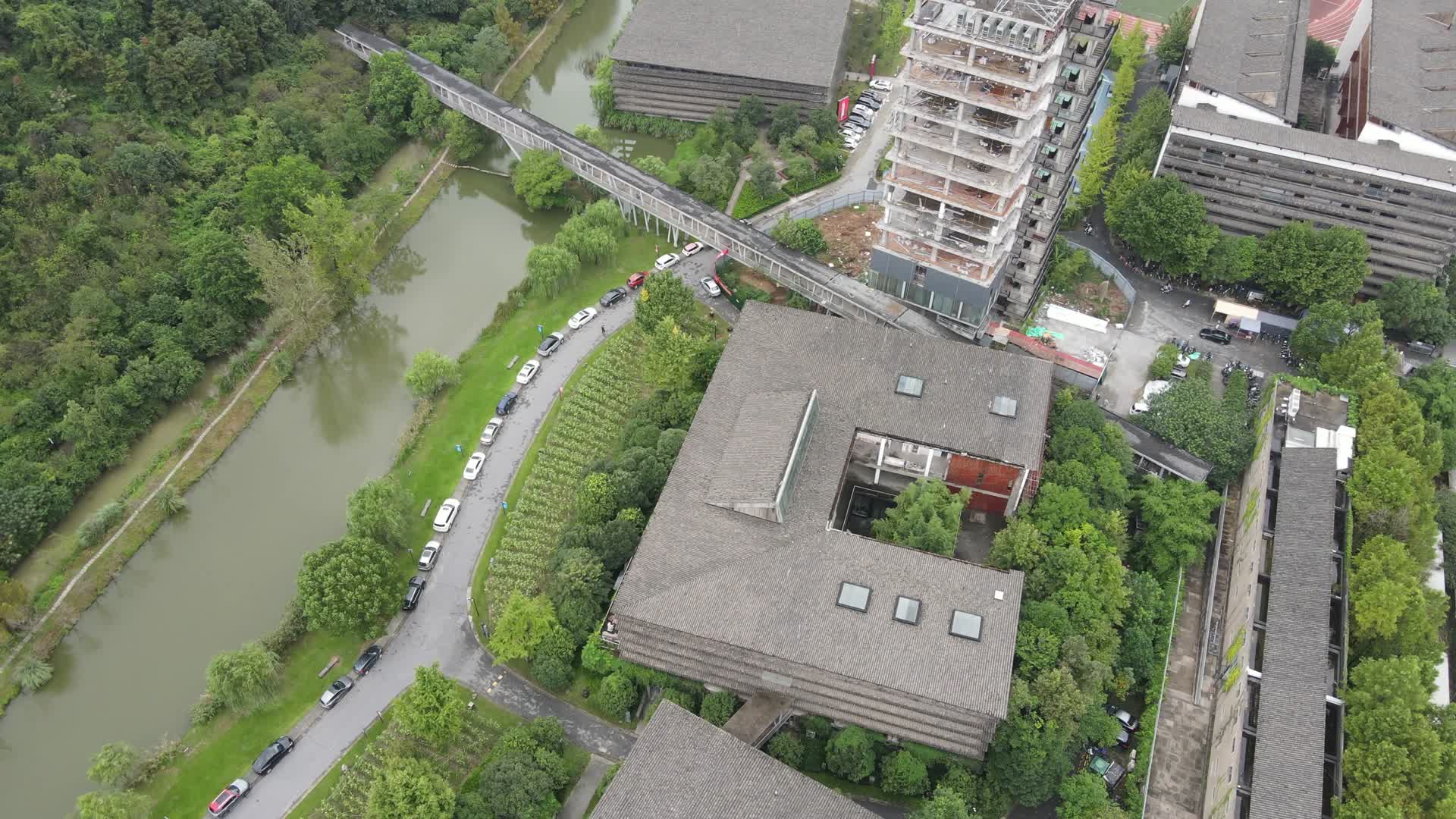 杭州西湖区美院象山城市航拍4k视频的预览图