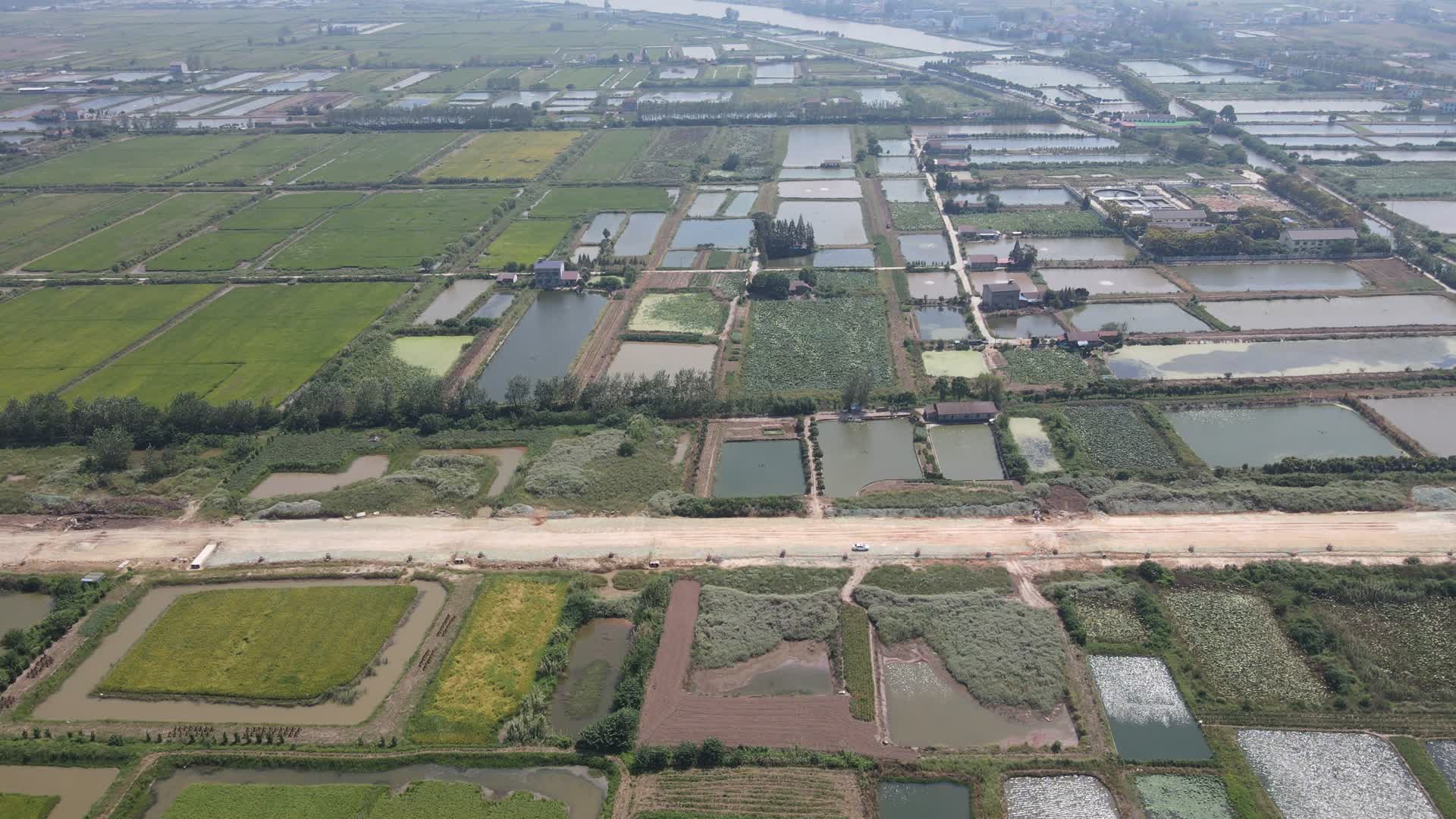 航拍鱼米之乡稻田保护区4K航拍视频的预览图