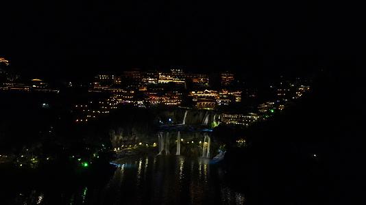 航拍湖南湘西芙蓉镇4A景区夜景灯光视频的预览图