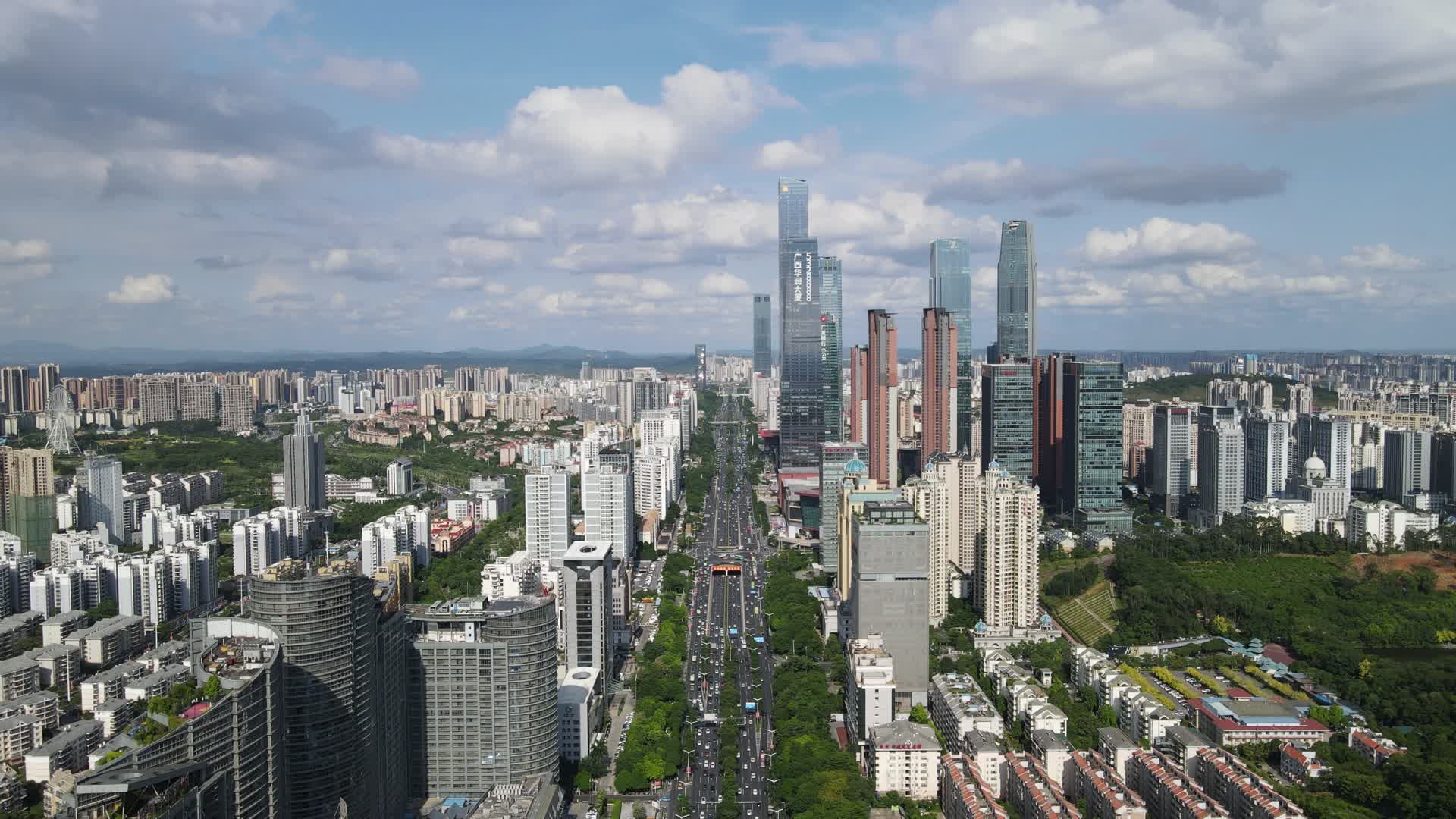 航拍广西南宁东盟商务区民族大道视频的预览图