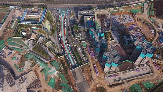 航拍建设中的广东清远奥林匹克体育中心视频的预览图