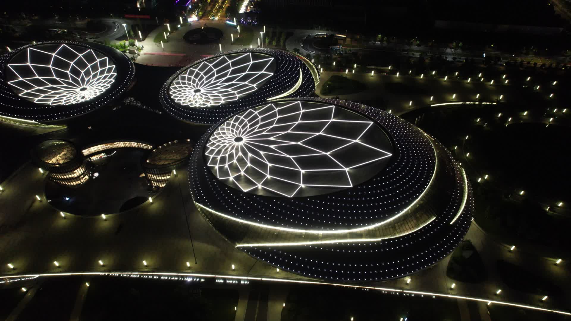 4K航拍南京城市地标建筑江苏大剧院夜景视频的预览图
