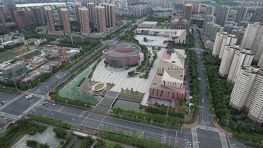 4K航拍南京城市地标建筑六合城市文化馆市民中心视频的预览图