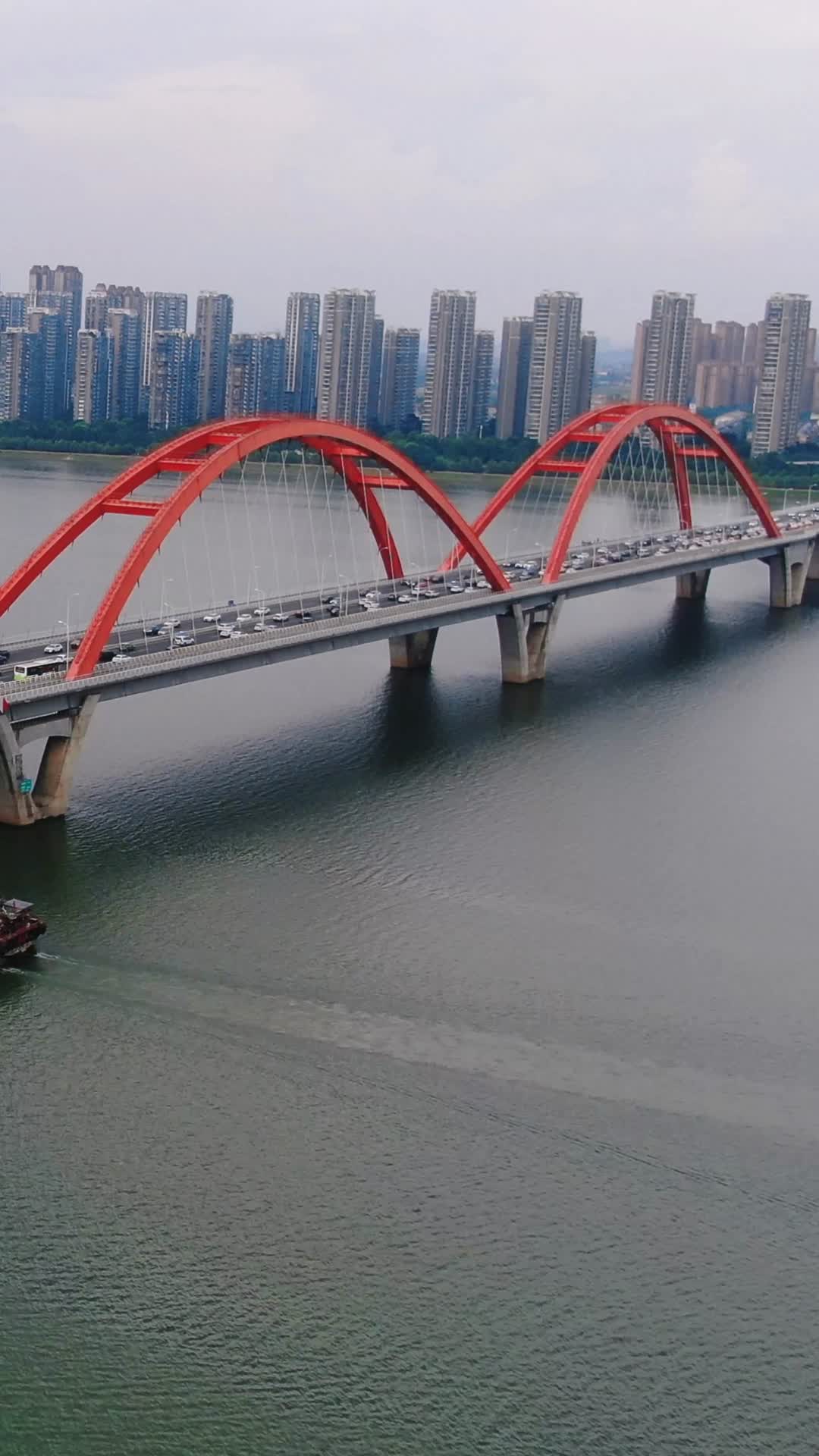 航拍湖南长沙福元路大桥交通视频的预览图