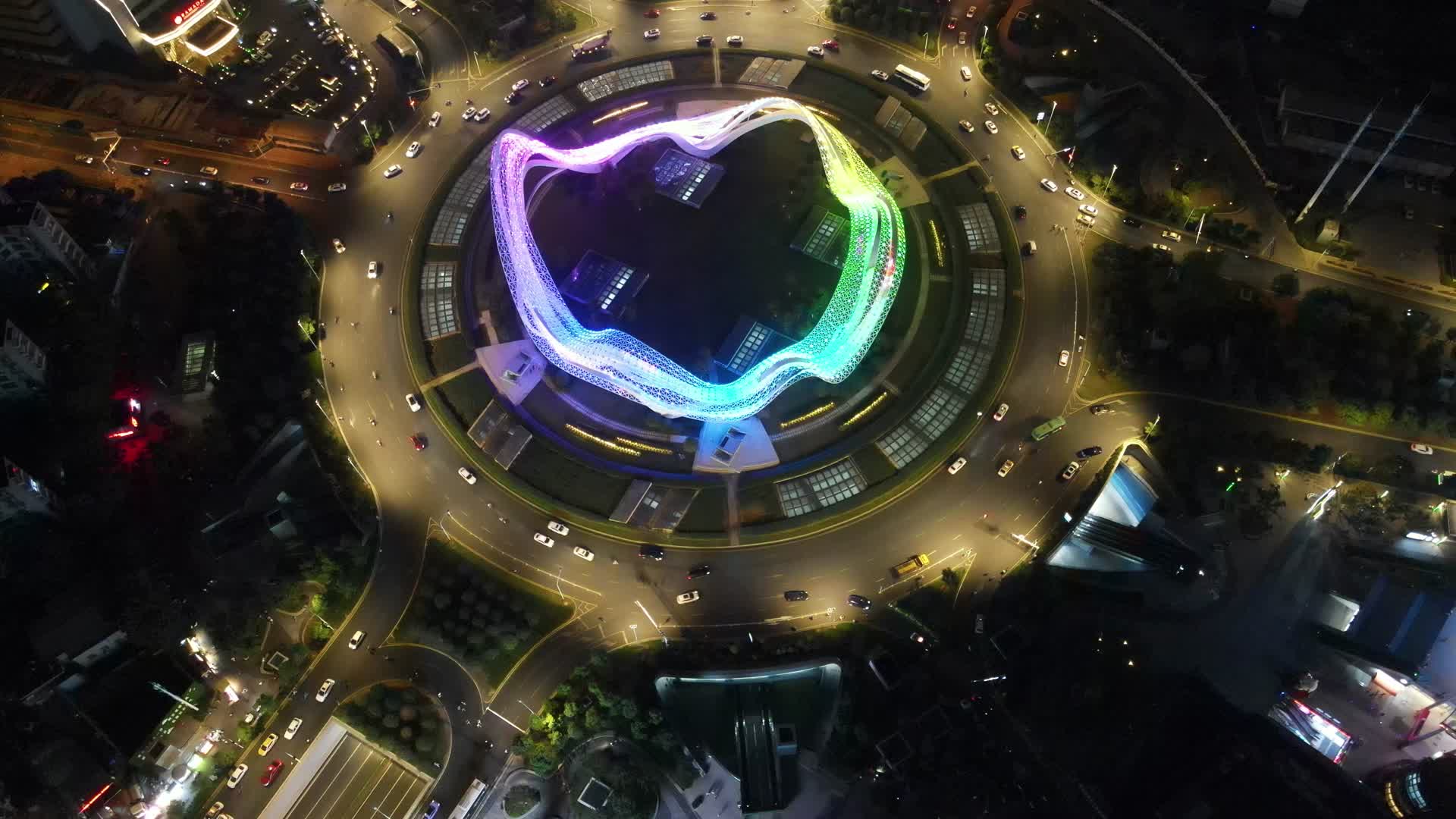 武汉光谷广场夜景灯光航拍视频的预览图