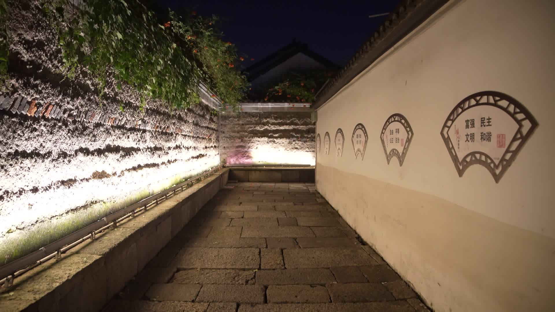 浙江杭州京杭大运河桥西历史文化街区4K夜景视频视频的预览图