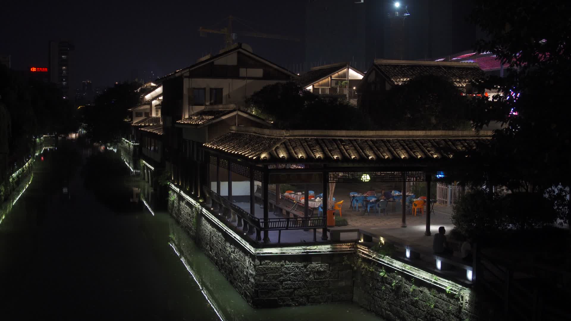 杭州胜利河美食街夜景4K视频视频的预览图