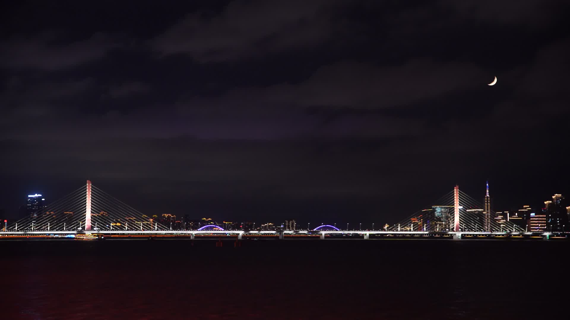 杭州钱塘江钱江三桥夜景4K视频视频的预览图
