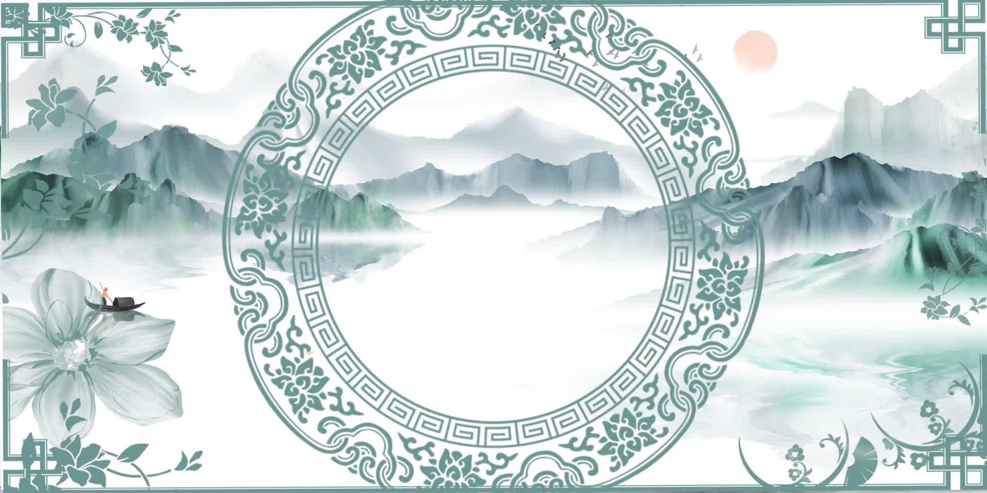 中国风山水青花背景片头视频的预览图