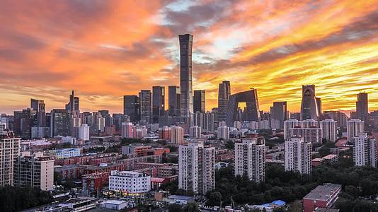 北京晚霞下的国贸商圈视频的预览图