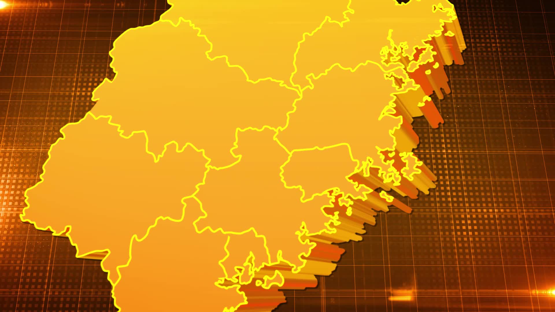 中国省份地图福建省地图辐射定位AE模板视频的预览图