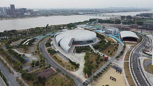 广州市南沙区体育馆航拍实景视频的预览图