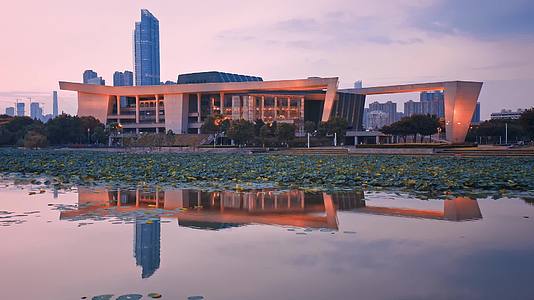 武汉城市风光琴台大剧院航拍视频的预览图