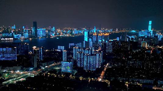 武汉城市风光长江沿江航拍灯光秀视频的预览图
