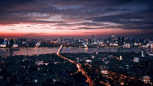 武汉长江沿江城市夜景风光视频的预览图