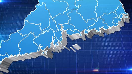 广东省蓝色立体地图辐射定位AE模板视频的预览图