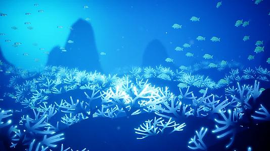 深海蓝色海洋鱼群视频的预览图