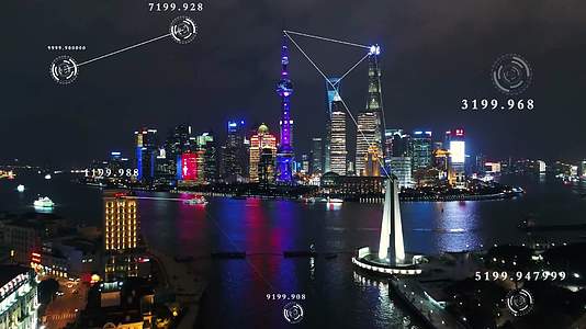 AE科技感4k航拍上海夜景CBD视频的预览图