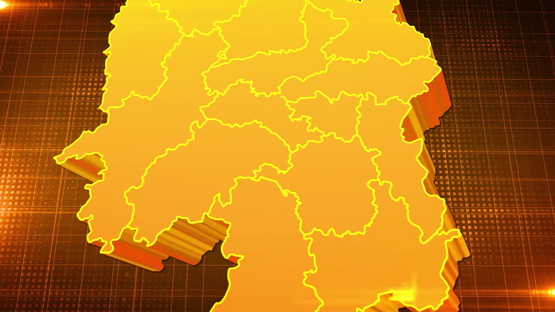 湖南省金色立体地图辐射定位AE模板1视频的预览图