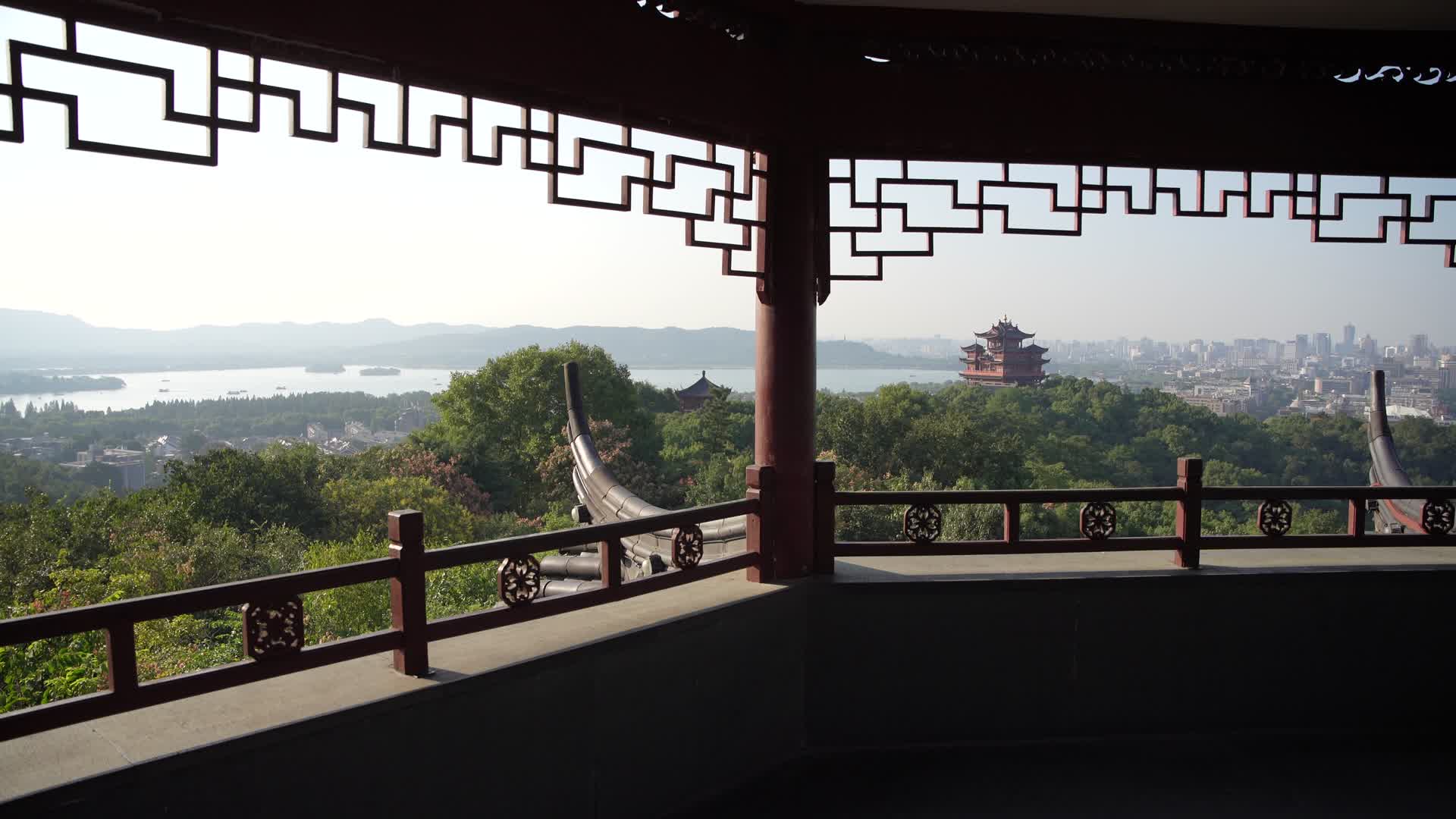 杭州吴山景区江湖汇观4K风景视频视频的预览图