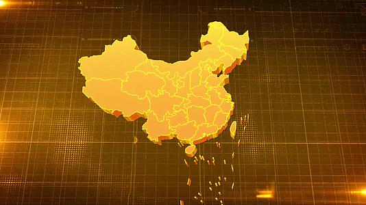 中国金色立体地图辐射定位AE模板2视频的预览图