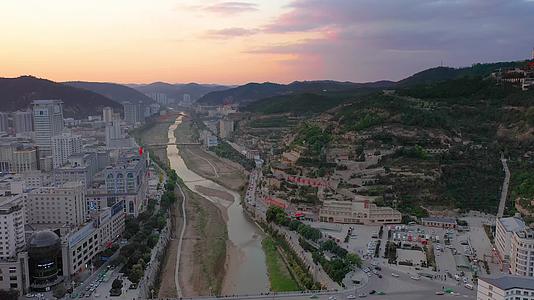 航拍陕西省延安市全景视频的预览图