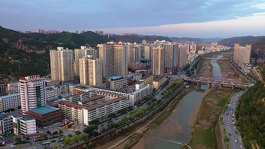 航拍陕西省延安市全景视频的预览图