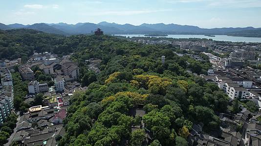 杭州吴山景区河坊街航拍4K风景视频视频的预览图
