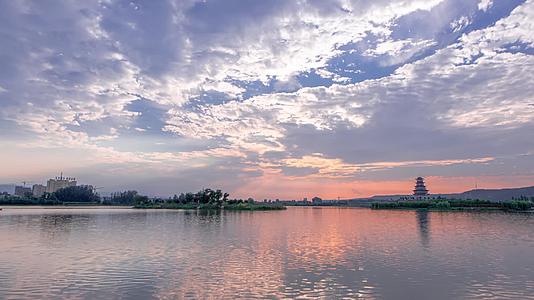 平阳湖夕阳延时摄影视频的预览图