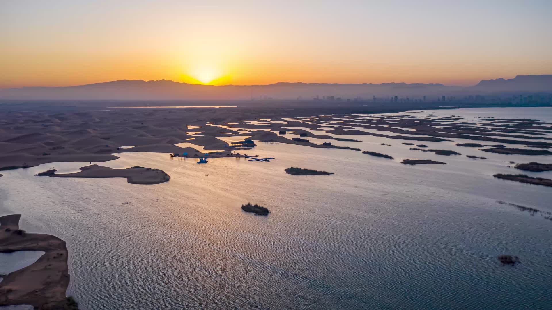 乌海湖日出景观视频的预览图