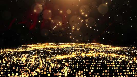 4K金色红绸粒子线条抽象光斑光线炫光唯美VJ夜店夜场婚礼庆典视频背景动态背景LED背景视频的预览图