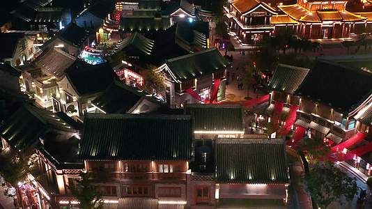 4K航拍河南洛阳市洛邑古城夜景视频的预览图
